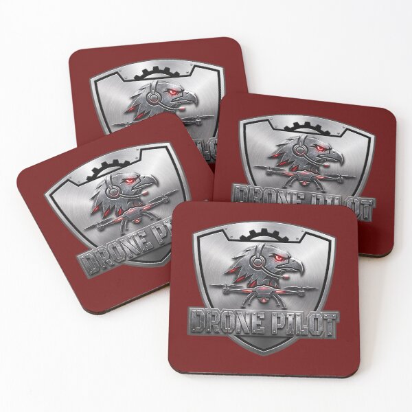 Item preview, Brushed Steel Drone Pilot Tactical Eagle UAV Shield Emblem designed and sold by KiwiRider.