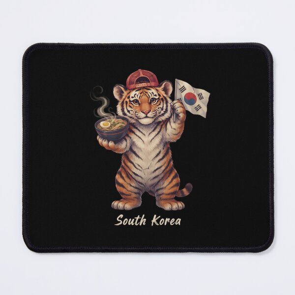 Item preview, South Korea Korean Tiger Flag Steaming Ramyeon Noodle Bowl Mascot designed and sold by Enea Kelo.