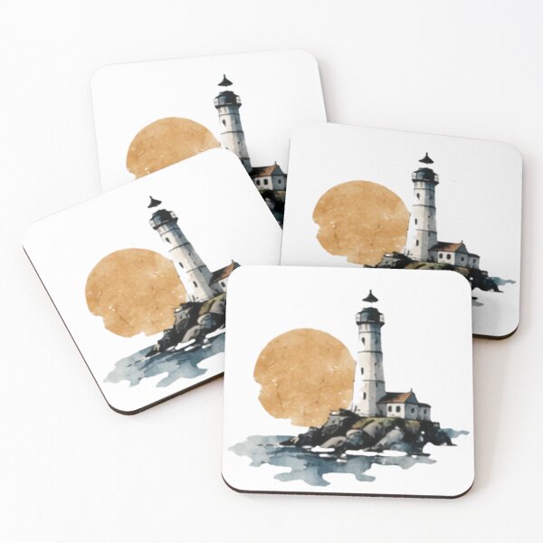 Item preview, Watercolor Lighthouse & Sunset designed and sold by MyCalmDraw.