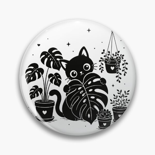 Item preview, Black Cat Hugging Monstera Leaf Sticker | Cute Plant Lover Cat | Minimalist Botanical Design designed and sold by Sunday.Supply.
