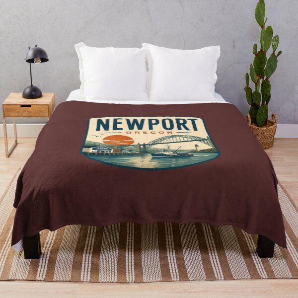 Item preview, Newport Oregon harbor scene with bridge, boat and lighthouse designed and sold by Rue Design Company.