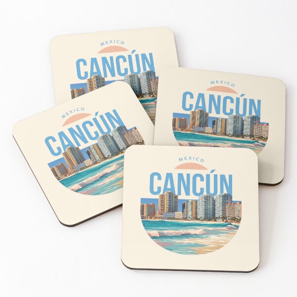 Item preview, Cancun Mexico Beach Skyline Vintage Travel Poster designed and sold by LinaValearte.