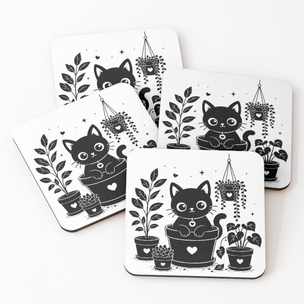 Item preview, Cute Black Cat in Flower Pot Sticker | Plant Lover Cat | Minimalist Botanical Design designed and sold by Sunday.Supply.
