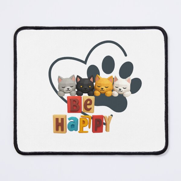 Item preview, Be Happy Kawaii Kittens with Paw Prints and Heart designed and sold by ArtMochis.