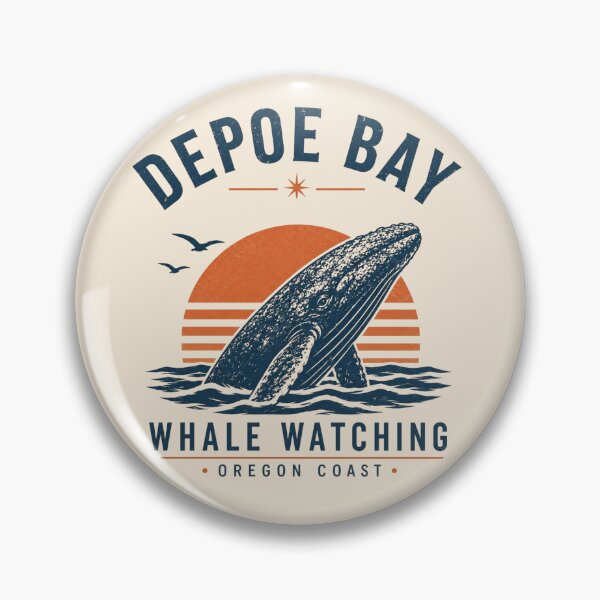 Item preview, Depoe Bay whale watching logo with sunset and whale designed and sold by Rue Design Company.