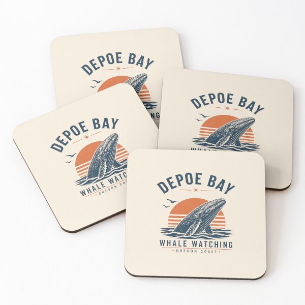 Item preview, Depoe Bay whale watching logo with sunset and whale designed and sold by Rue Design Company.