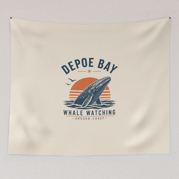 Item preview, Depoe Bay whale watching logo with sunset and whale designed and sold by Rue Design Company.