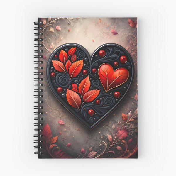 Item preview, Hearts 53 - Gothic Autumn Heart with Red Leaves designed and sold by NikaNavi.