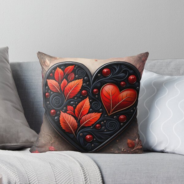Item preview, Hearts 53 - Gothic Autumn Heart with Red Leaves designed and sold by NikaNavi.