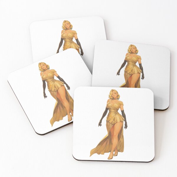 Item preview, Golden Evening Pin Up Girl | Original Vintage Glamour Elegance Art designed and sold by Cosplayvintage.