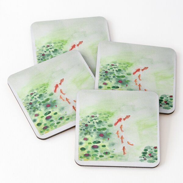 Item preview, Koi Pond Lily Pads Watercolor Painting designed and sold by Midnight  Madness Arts.