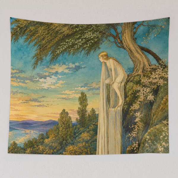 Item preview, The Waterfall Fairy by Ida Rentoul Outhwaite - Art Nouveau Wall Art – Ethereal Maiden Landscape – Fantasy Home Decor designed and sold by RickE.