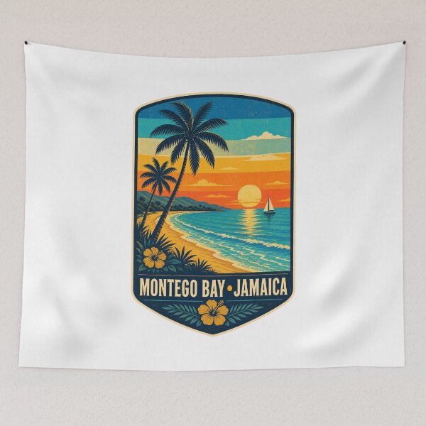Item preview, Montego Bay Jamaica – Retro Caribbean Travel Art designed and sold by AMICO77.