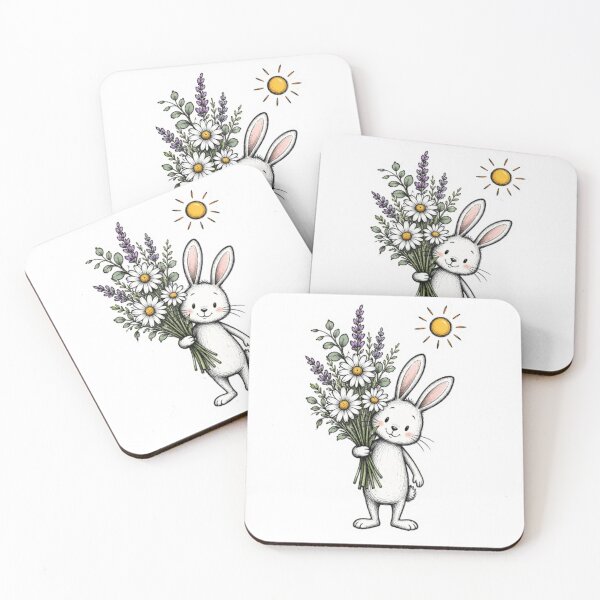 Item preview, Bunny Holding Wildflower Bouquet designed and sold by Snurly.