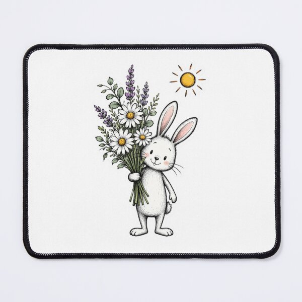 Item preview, Bunny Holding Wildflower Bouquet designed and sold by Snurly.