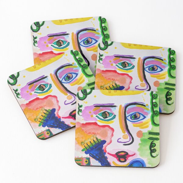 Item preview, Abstract Expressionist Face Gouache Watercolor Painting designed and sold by Midnight  Madness Arts.