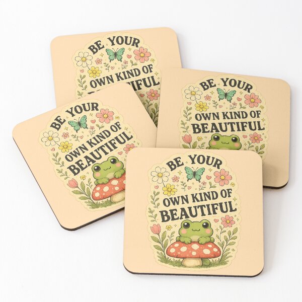 Item preview, Be Your Own Kind of Beautiful – Vintage Kawaii Frog & Mushroom Inspirational Sticker designed and sold by StickyDelights.