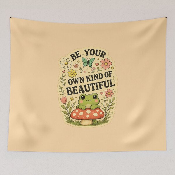 Item preview, Be Your Own Kind of Beautiful – Vintage Kawaii Frog & Mushroom Inspirational Sticker designed and sold by StickyDelights.