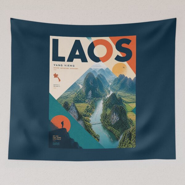 Item preview, Vintage Laos Poster designed and sold by GoodOldVintage.