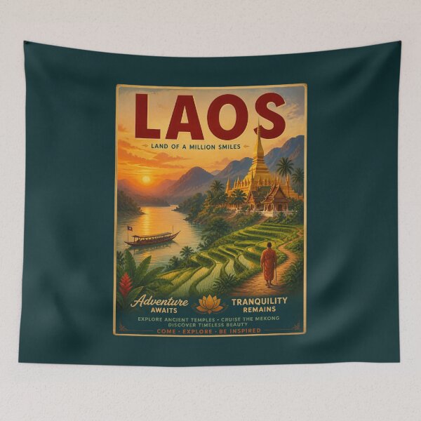 Item preview, Vintage Laos Poster designed and sold by GoodOldVintage.