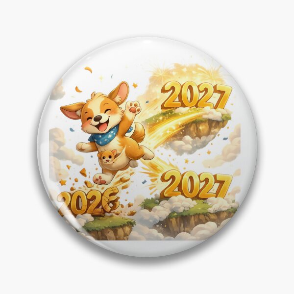 Item preview, Hello 2027 – Cute Jumping Puppy New Year Cartoon Design designed and sold by HoMya.