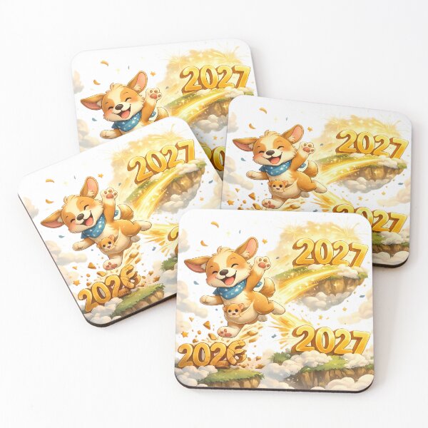 Item preview, Hello 2027 – Cute Jumping Puppy New Year Cartoon Design designed and sold by HoMya.
