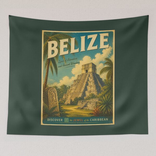 Item preview, Vintage Belize Poster designed and sold by GoodOldVintage.