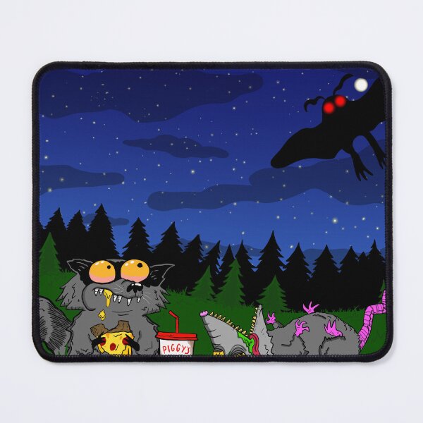 Item preview, Midnight Pizza with Mothman | Funny Cryptid Raccoon Horror Art designed and sold by Let There Be Art Studio.