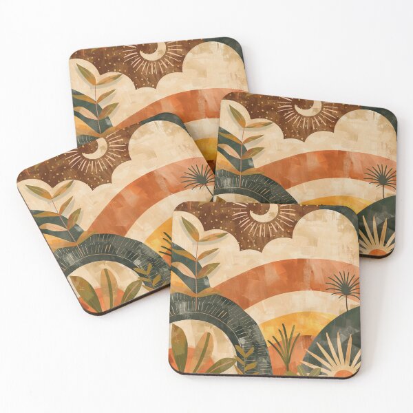 Item preview, Boho Earthtones, Green, Orange, And Yellow Sunset Landscape designed and sold by DEC02.