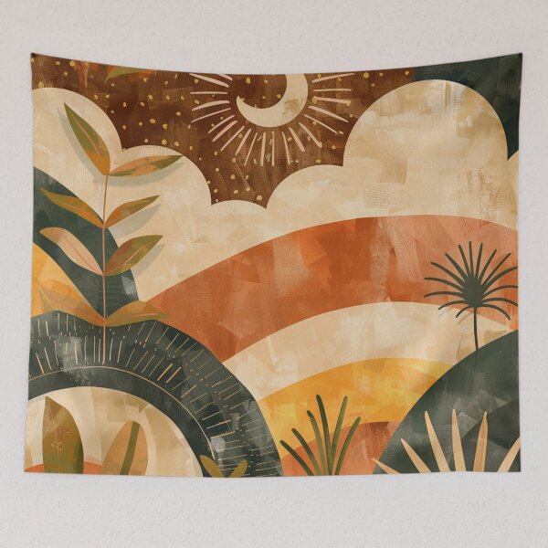 Item preview, Boho Earthtones, Green, Orange, And Yellow Sunset Landscape designed and sold by DEC02.