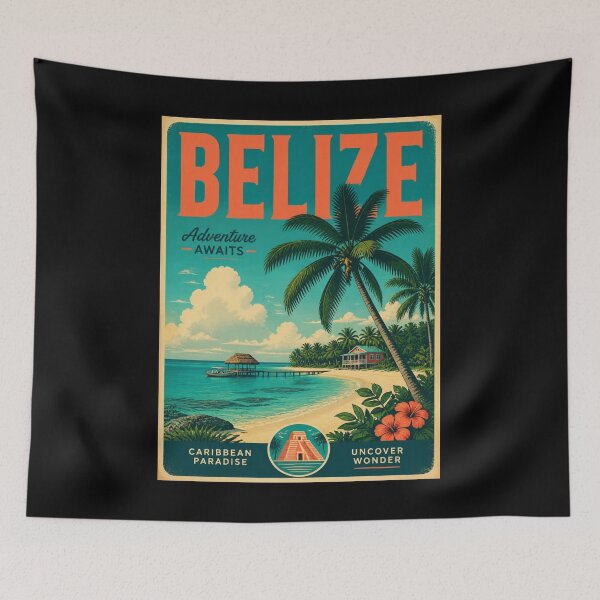Item preview, Vintage Belize Poster designed and sold by GoodOldVintage.
