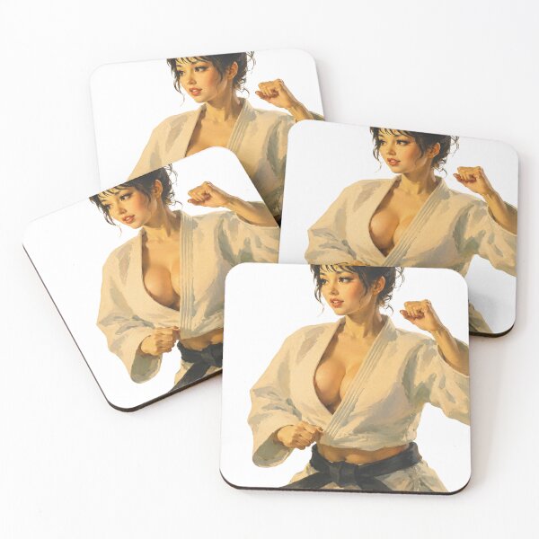 Item preview, Martial Arts Pin Up | Original Karate Girl Vintage Retro Fighter Illustration designed and sold by Cosplayvintage.