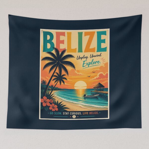 Item preview, Vintage Belize Poster designed and sold by GoodOldVintage.