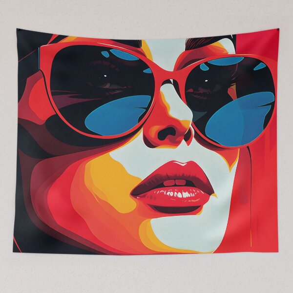 Item preview, Pop Art Fantasy Female Face And Chic Sunglasses designed and sold by DEC02.