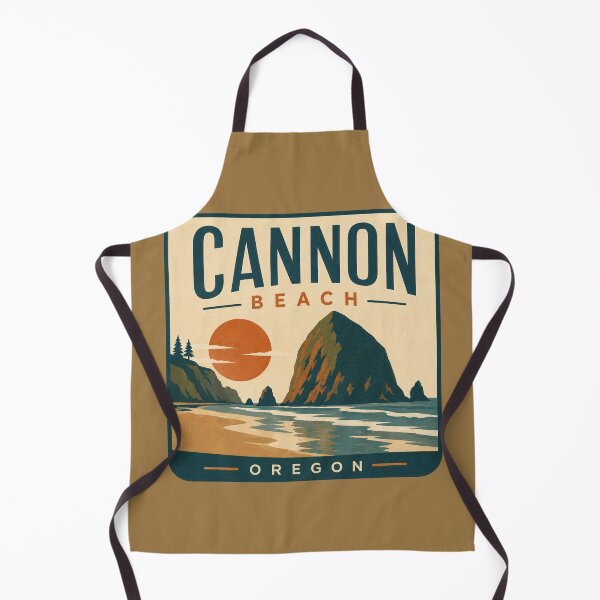 Item preview, Cannon Beach Oregon vintage travel poster with Haystack Rock designed and sold by Rue Design Company.
