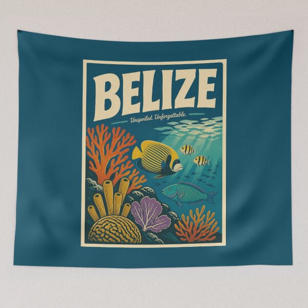 Item preview, Vintage Belize Poster designed and sold by GoodOldVintage.