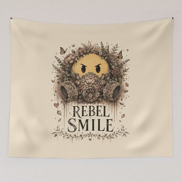 Item preview, Rebel Smile Floral Gas Mask Evil Smiley designed and sold by WillCraftx.