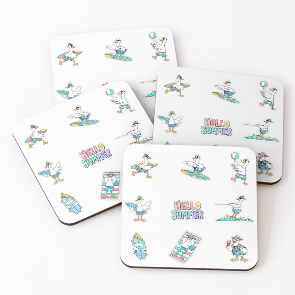 Item preview, Cute Summer Surfing Ducks Sticker Sheet  designed and sold by KAWAII STUDIO NB.