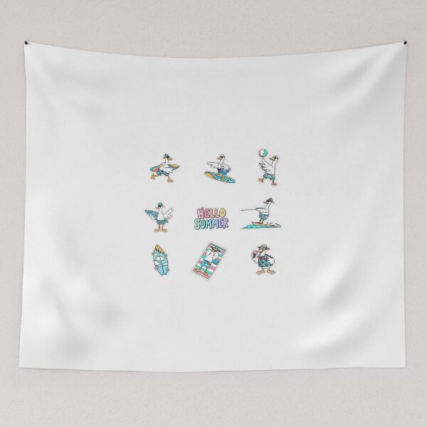 Item preview, Cute Summer Surfing Ducks Sticker Sheet  designed and sold by KAWAII STUDIO NB.