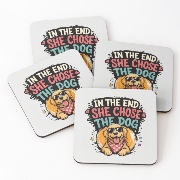 Item preview, In The End She Chose The Dog Funny Dog Lover Quote with Happy Golden Retriever designed and sold by Cree8if.