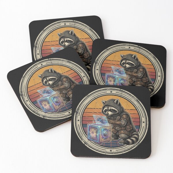 Item preview, Retro Rogue Cyber Raccoon Vintage Badge designed and sold by DuckOddity.