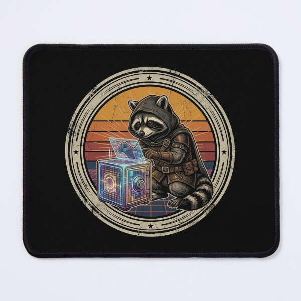 Item preview, Retro Rogue Cyber Raccoon Vintage Badge designed and sold by DuckOddity.