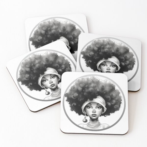 Item preview, Skater Girl With Afro and Headband Black And White designed and sold by OrphanSktboards.