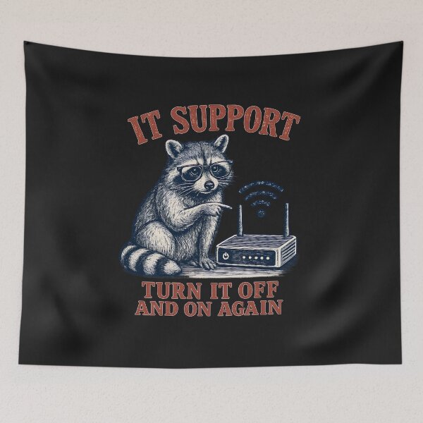 Item preview, It Support Raccoon Turn It Off And On Again T-shirt | Tech Humor Tee designed and sold by greatmar1.