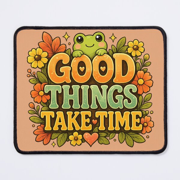 Item preview, Good Things Take Time – Cute Kawaii Frog Floral Motivational Sticker designed and sold by StickyDelights.