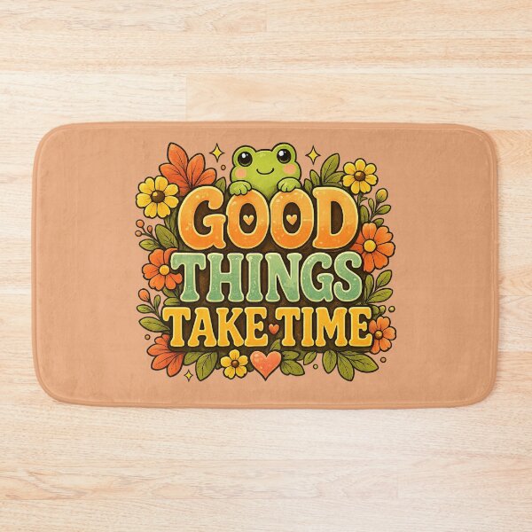 Item preview, Good Things Take Time – Cute Kawaii Frog Floral Motivational Sticker designed and sold by StickyDelights.
