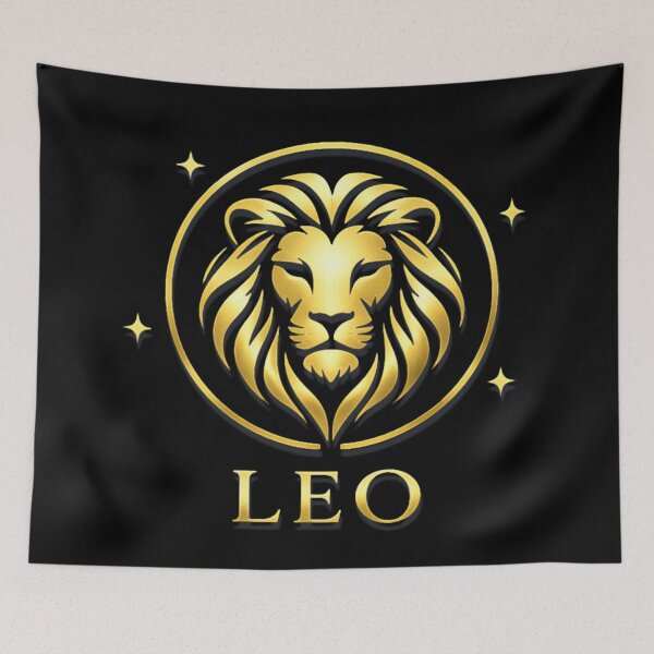 Item preview, Gold Leo Lion Zodiac Design with Celestial Stars designed and sold by ZenWealthDesign.