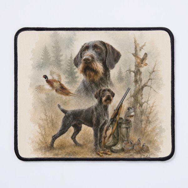 Item preview, German Wirehaired Pointer, Hunting Companion | Rustic Sporting Dog Watercolor designed and sold by TammyHunterArt.