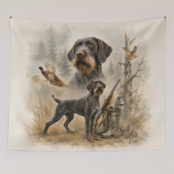 Item preview, German Wirehaired Pointer, Hunting Companion | Rustic Sporting Dog Watercolor designed and sold by TammyHunterArt.