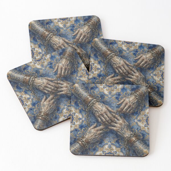 Item preview, Chained Hands Ornate Blue Gold Tile Seamless Pattern designed and sold by ZhivanCrimson.